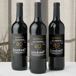 Etiqueta Para Botella De Vino 80.º cumpleaños Black Gold Legendary Funny Wine La<br><div class="desc">Una etiqueta de botella de vino elegante personalizada que es fácil de personalizar para esa fiesta especial de cumpleaños.</div>
