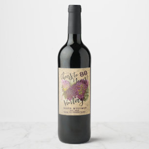 Etiqueta Para Botella De Vino 80 años de vigilia a Personalizado de cosecha de 8