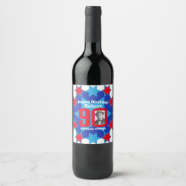 Etiqueta Para Botella De Vino 90.º nombre de cumpleaños foto personalizado etiqu