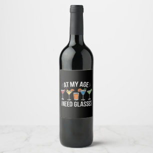 Etiqueta Para Botella De Vino A Mi Edad Necesito Gafas Divertido Vino Alcool