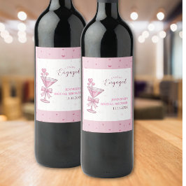 Etiqueta Para Botella De Vino A Tiny Bit Engaged Pink Martini Bridal Shower Wine