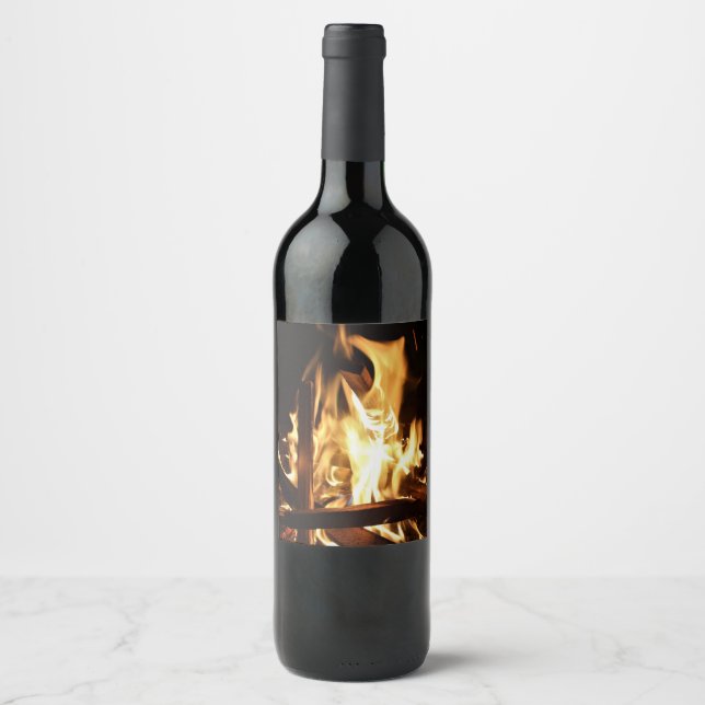 Etiqueta Para Botella De Vino A través de las llamas (Anverso)