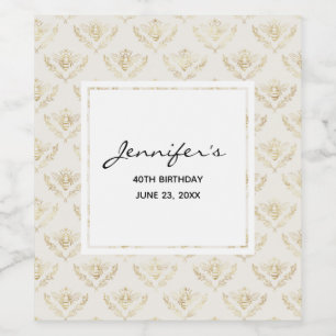 Etiqueta Para Botella De Vino Abeja de la burbuja dorada con un patrón de la cor