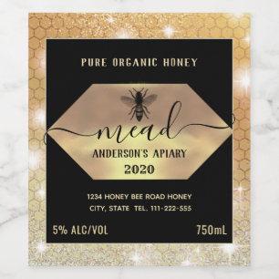 Etiqueta Para Botella De Vino Abeja de miel de solomillo de miel moderna