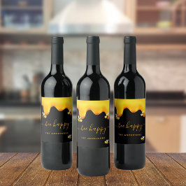 Etiqueta Para Botella De Vino Abeja negra abejas felices bombines miel dulce mon