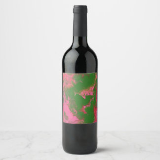 Etiqueta Para Botella De Vino Abigail 3 Salvaje Rosa Verde Botella de Vino Abstr
