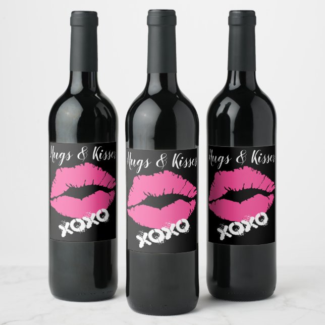 Etiqueta Para Botella De Vino "Abrazos y besos" (Botellas)
