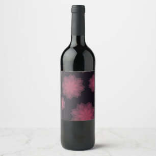 Etiqueta Para Botella De Vino abstracción de flores rosadas, frescas, modernas