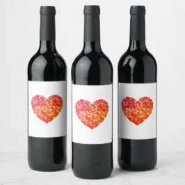 Etiqueta Para Botella De Vino Abstract Heart Confetti Art