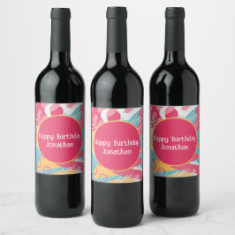 Etiqueta Para Botella De Vino Abstracto Colorido Personalizado