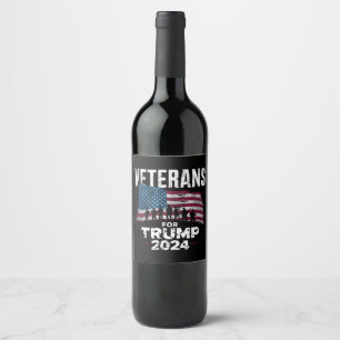 Etiqueta Para Botella De Vino Abuelo Papá Veteranos Por Trump 2024 Bandera Ameri