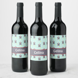 Etiqueta Para Botella De Vino Abundantes grises en azul