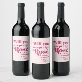 Etiqueta Para Botella De Vino ¿Aceptarás esta propuesta de dama de honor con ros