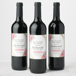 Etiqueta Para Botella De Vino ¿Aceptarás Esta Propuesta De La Bridesmaid De Rosé