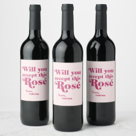 Etiqueta Para Botella De Vino ¿Aceptarás esta rosa | San Valentín | Galentines
