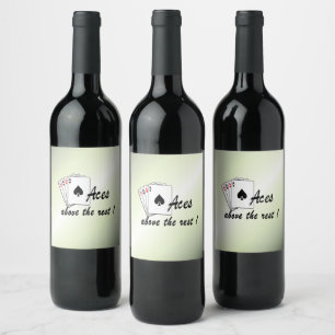 Etiqueta Para Botella De Vino Aces sobre el resto del verde