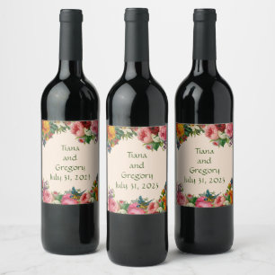 Etiqueta Para Botella De Vino Acogida Boda Ensayo de vino Elegante