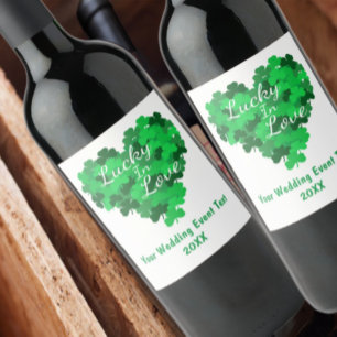 Etiqueta Para Botella De Vino Acontecimiento Boda Afortunado En Amo