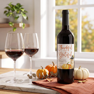Etiqueta Para Botella De Vino Acuarela Calabaza Cuerno de la Abundancia Poema de