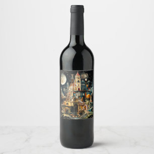 Etiqueta Para Botella De Vino Acuarela de fantasía