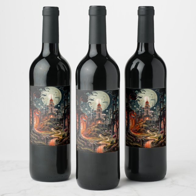 Etiqueta Para Botella De Vino Acuarela de fantasía (Botellas)