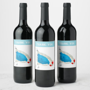 Etiqueta Para Botella De Vino Acuarela de pollitos lindos