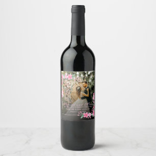 Etiqueta Para Botella De Vino Acuarela elegante 1 Foto Navidad Tono Rosa Plano