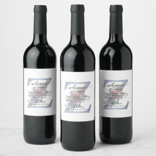 Etiqueta Para Botella De Vino Acuarela elegante de un ramo floral rojo y azul