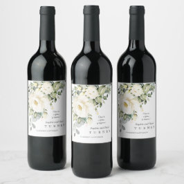 Etiqueta Para Botella De Vino Acuarela Floral blanca Eucalyptus Boda de follaje