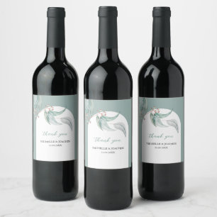 Etiqueta Para Botella De Vino Acuarela Floral Exótica Artística de Eucalipto