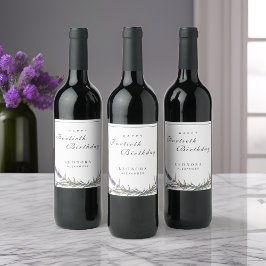 Etiqueta Para Botella De Vino Acuarela Lavanda Flores CUALQUIER cumpleaños hito