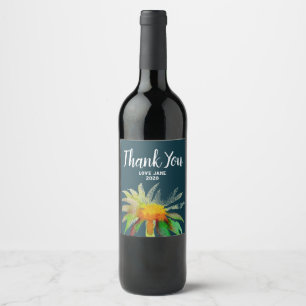 Etiqueta Para Botella De Vino Acuarela margarita floral moderno regalo de agrade