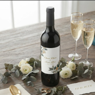 Etiqueta Para Botella De Vino Acuarela moderna botánico jardín eucalipto oro