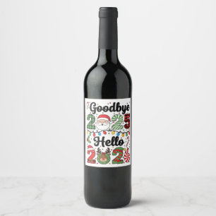 Etiqueta Para Botella De Vino Adiós 2025 Hola 2026 Resolución de Año Nuevo
