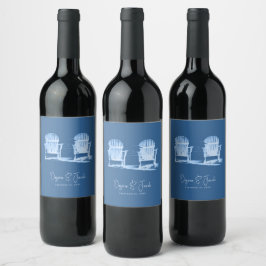 Etiqueta Para Botella De Vino Adirondack Beach Chairs Azure Blue White Boda