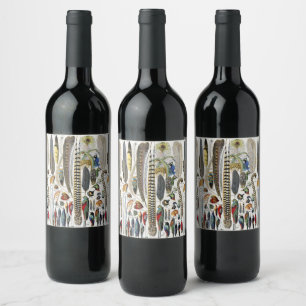Etiqueta Para Botella De Vino Adolphe Millot Dark Academia Vintage Pluma de Ave