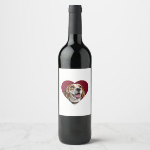 Etiqueta Para Botella De Vino Adorable Beagle in Heart Shape Design