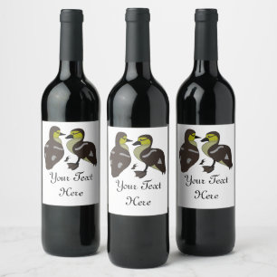 Etiqueta Para Botella De Vino Adorable Twin Baby Duckling Huddling Personalizado