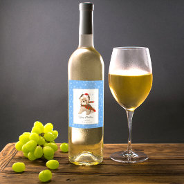 Etiqueta Para Botella De Vino Adorables Navidades Yorkie En Santa Hat Snowflakes