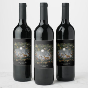 Etiqueta Para Botella De Vino Adorables renos por la noche
