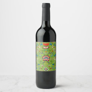 Etiqueta Para Botella De Vino Adorno Chino Vintage Owen Jones Floral Verde