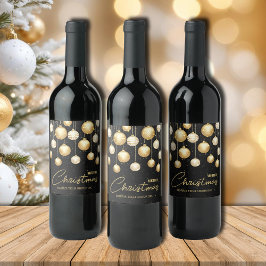 Etiqueta Para Botella De Vino Adornos de Navidad en regalo de negocio negro