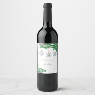 Etiqueta Para Botella De Vino Adornos de tendedero de invierno Bienvenida al bab