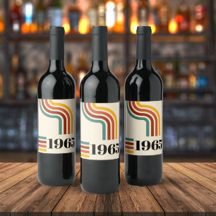 Etiqueta Para Botella De Vino Afiche de época de la franja retro de 1965