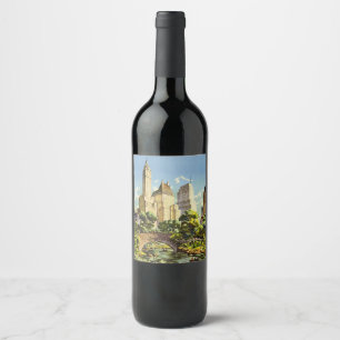 Etiqueta Para Botella De Vino Afiche de época del Parque Central de Nueva York