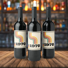 Etiqueta Para Botella De Vino Afiche retro vintage de 1970 Cumpleaños o Reunión