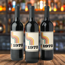 Etiqueta Para Botella De Vino Afiche retro vintage de 1973 Cumpleaños o Reunión