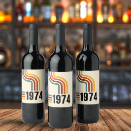 Etiqueta Para Botella De Vino Afiche retro vintage de 1974 50 cumpleaños