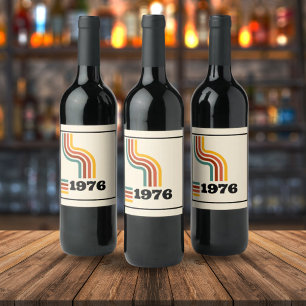 Etiqueta Para Botella De Vino Afiche retro vintage de 1976 Cumpleaños o Reunión