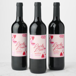 Etiqueta Para Botella De Vino Afortunada en el amor, ducha de novias, afortunada